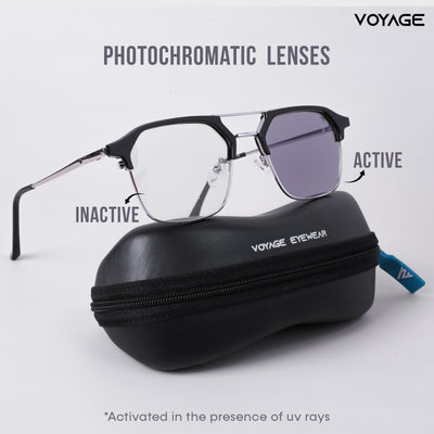 Voyage photochromic Silver & Black Wayfarer Eyeglasses for Men & Women (2295MG5076-C2)