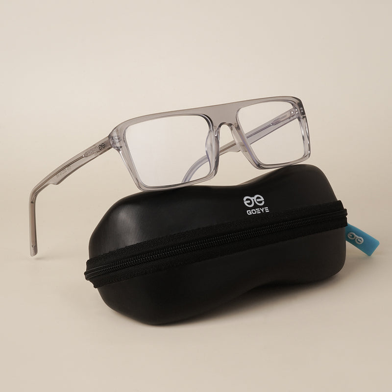 Goeye Grey Rectangle Acetate Eyeglasses for Men & Women (GO175GE1676-C3)