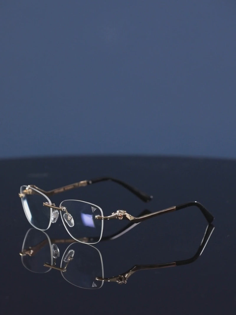 Voyage Golden Square Rimless Eyeglasses for Men & Women (7259MG3930-C1)