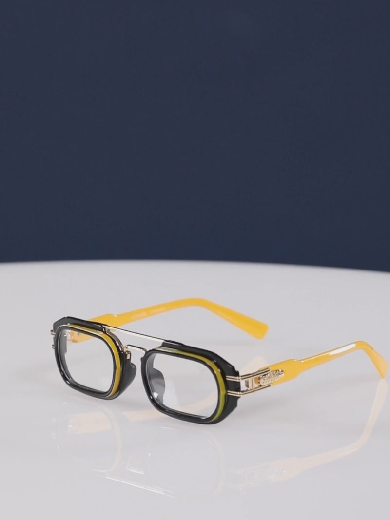 Voyage Goat Black & Yellow Oval Eyeglasses for Men & Women (7255MG3928-C3)