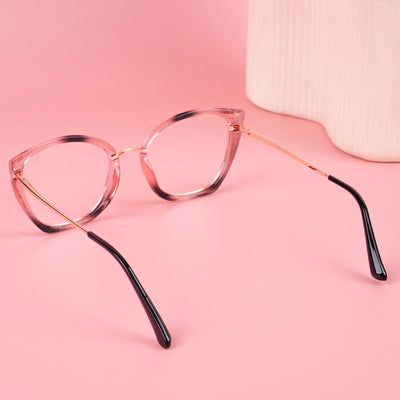 Voyage Glam Pink Black & Golden Cateye Eyeglasses for Women (9039MG5226-C4)