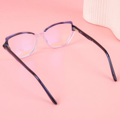 Goeye Glam Blue & Transparent Cateye Acetate Eyeglasses for Women (211GE1770-C2)