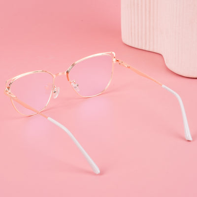 Voyage Glam Pink & Golden Cateye Eyeglasses for Women (95203MG4412-C1)