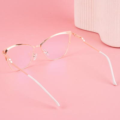 Voyage Glam Pink & Golden Cateye Eyeglasses for Women (9847MG4404-C4)