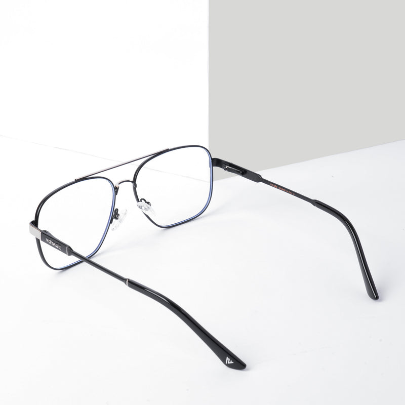Voyage Exclusive Black & Silver Wayfarer Eyeglasses for Men & Women (VY221015MG5334-C3)