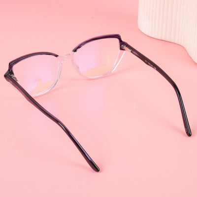Goeye Glam Purple & Transparent Cateye Acetate Eyeglasses for Women (211GE1769-C1)