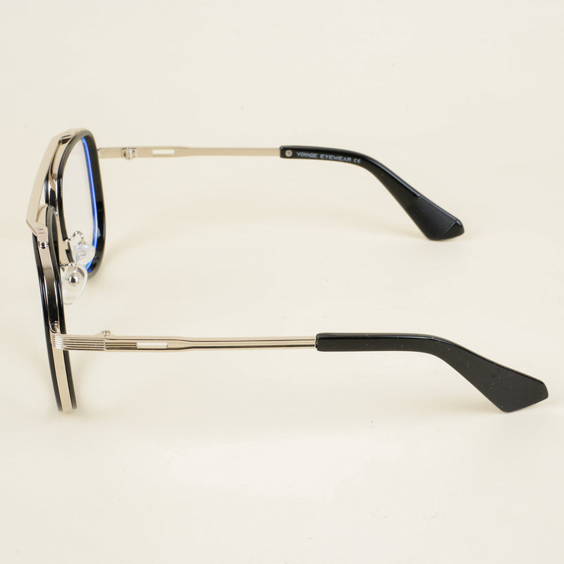 Voyage Black & Silver Wayfarer Eyeglasses for Men & Women (98081MG5276-C3)