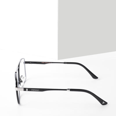 Voyage Exclusive Black & Silver Wayfarer Eyeglasses for Men & Women (VY221012MG5325-C3)