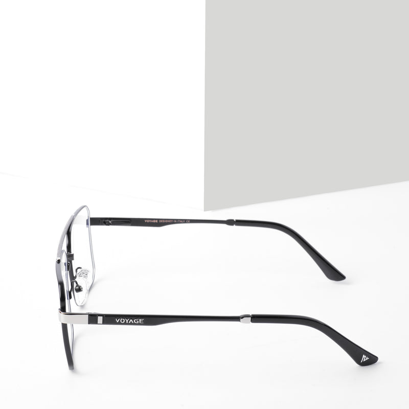 Voyage Exclusive Black & Silver Wayfarer Eyeglasses for Men & Women (VY221013MG5328-C3)