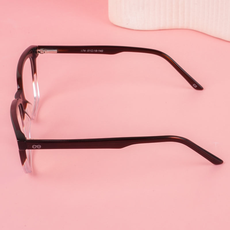 Goeye Glam Brown & Transparent Cateye Acetate Eyeglasses for Women (174GE1752-C2)