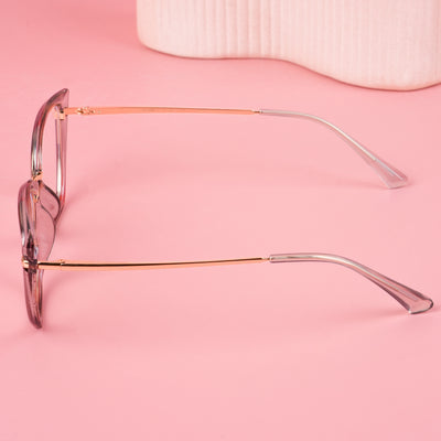 Voyage Glam Grey Red & Golden Cateye Eyeglasses for Women (9039MG5224-C2)