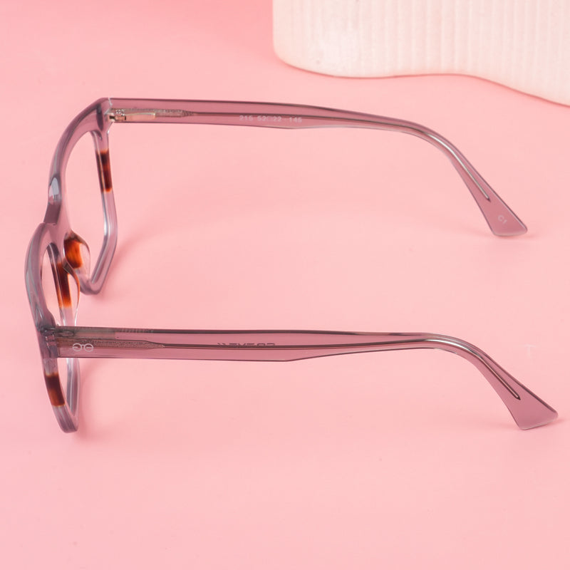 Goeye Glam Transparent Grey & Brown Cateye Acetate Eyeglasses for Men & Women (215GE1788-C3)