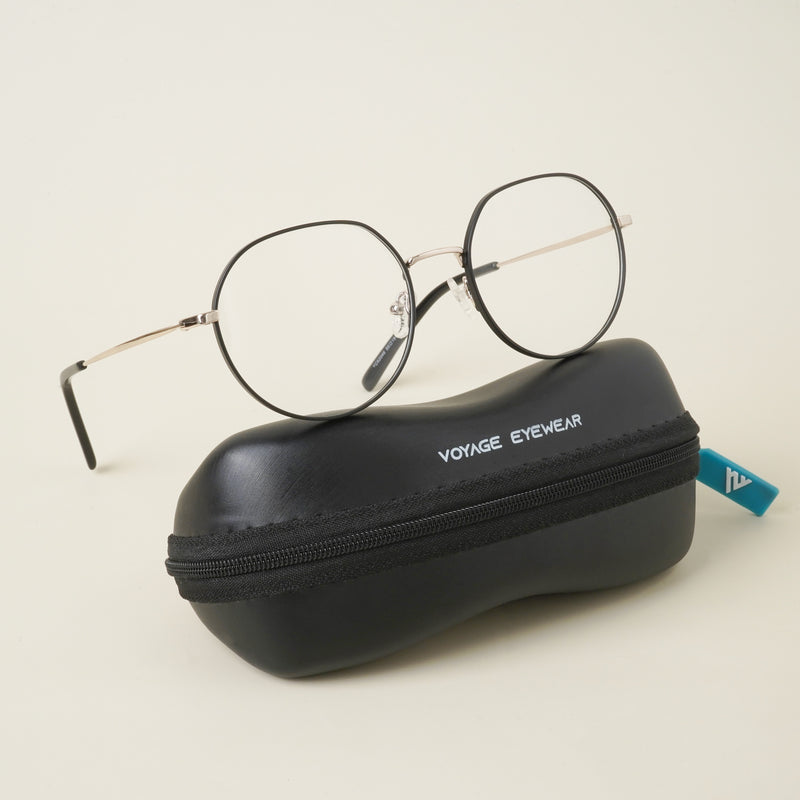 Voyage Black Round Eyeglasses for Men & Women (YC82046MG4615-C1)