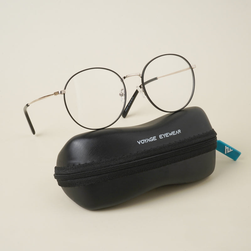 Voyage Black Round Eyeglasses for Men & Women (YC82047MG4619-C1)