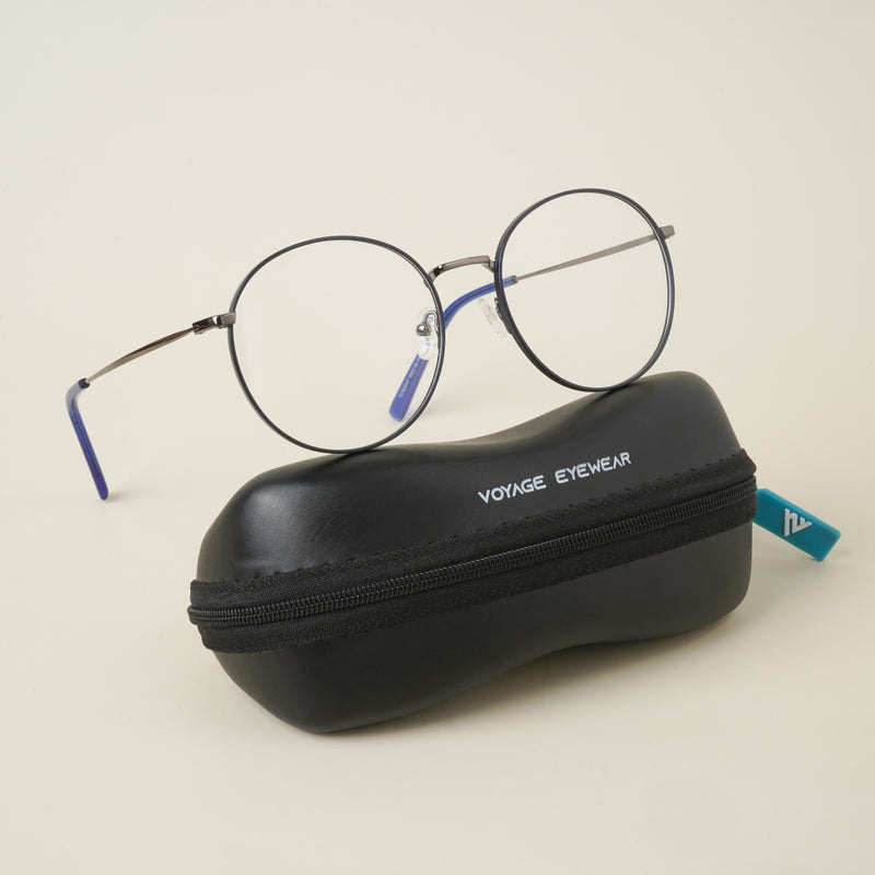 Voyage Blue Round Eyeglasses for Men & Women (YC82047MG4622-C2)