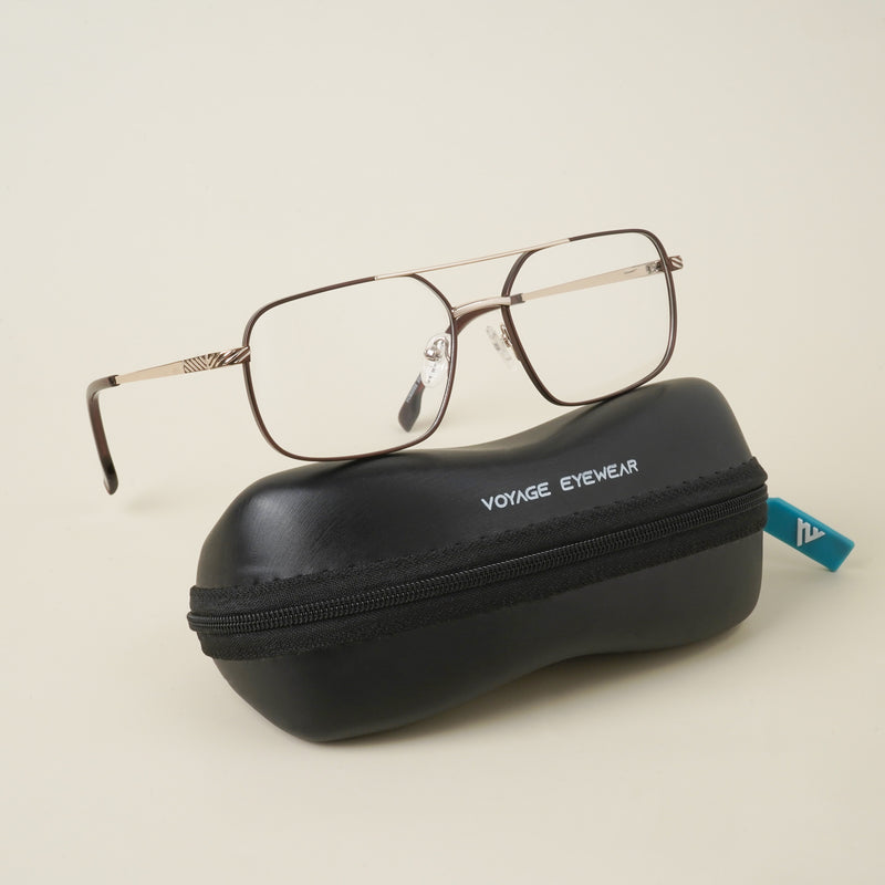 Voyage Brown & Silver Wayfarer Eyeglasses for Men & Women (YC82055MG4639-C2)