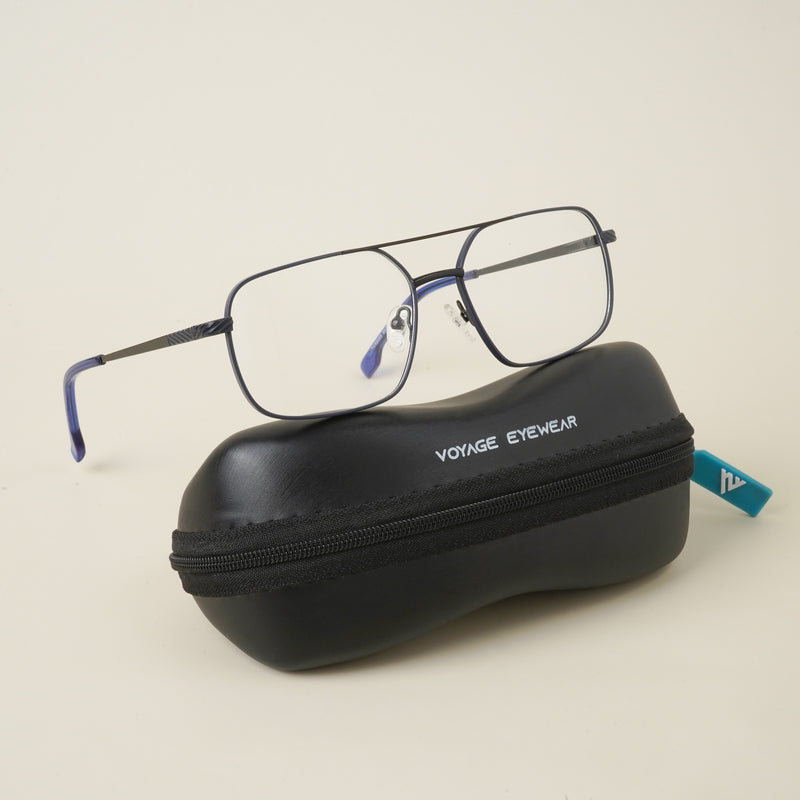 Voyage Blue & Black Wayfarer Eyeglasses for Men & Women (YC82055MG4641-C4)