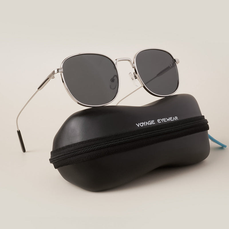 Voyage Round Black Silver Sunglasses MG2977-C1