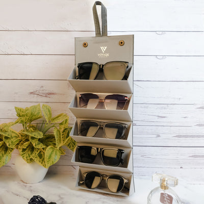 Voyage Grey Sunglasses or Eyeglasses 5 Compartment Storage Box