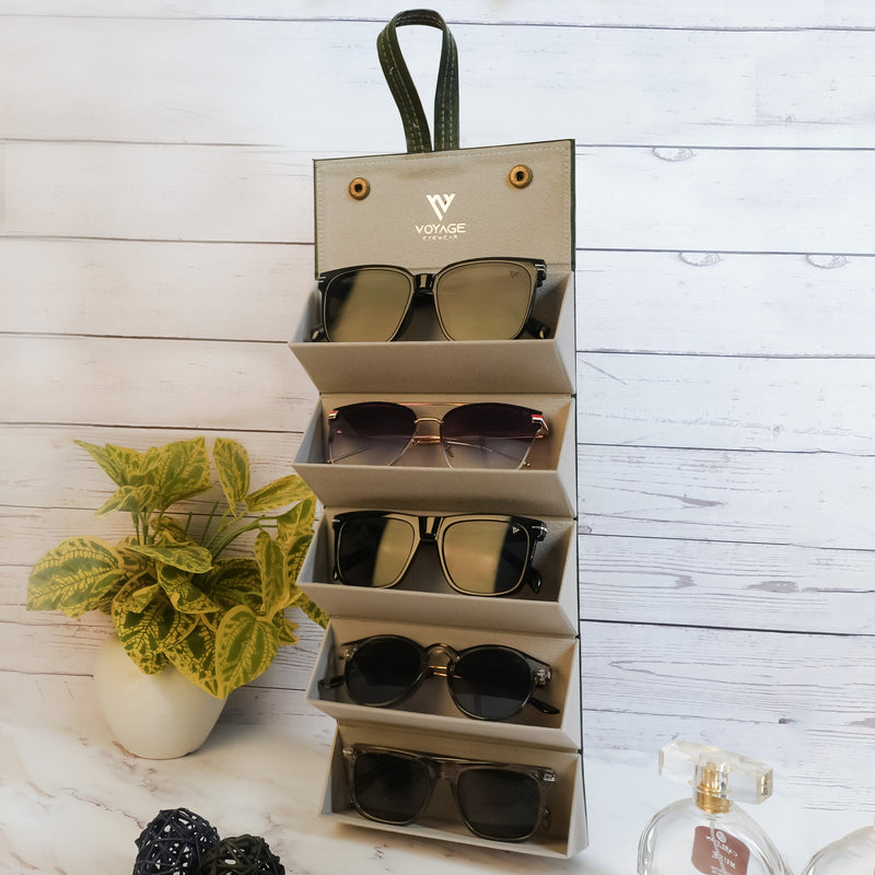 Voyage Green Sunglasses or Eyeglasses 5 Compartment Storage Box