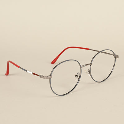 Goeye Grey & Silver Full Rim Round Eyeglasses for Men & Women (FS93101GE1200)