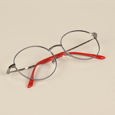 Goeye Grey & Silver Full Rim Round Eyeglasses for Men & Women (FS93101GE1200-C5)