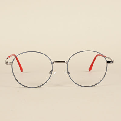 Goeye Grey & Silver Full Rim Round Eyeglasses for Men & Women (FS93106GE1233-C5)