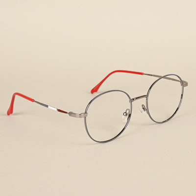 Goeye Grey & Silver Full Rim Round Eyeglasses for Men & Women (FS93106GE1233)