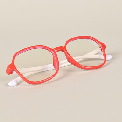 Goeye Red Hexagon Eyeglasses for Kids (Girls & Boys - 8802GE1279-C4)